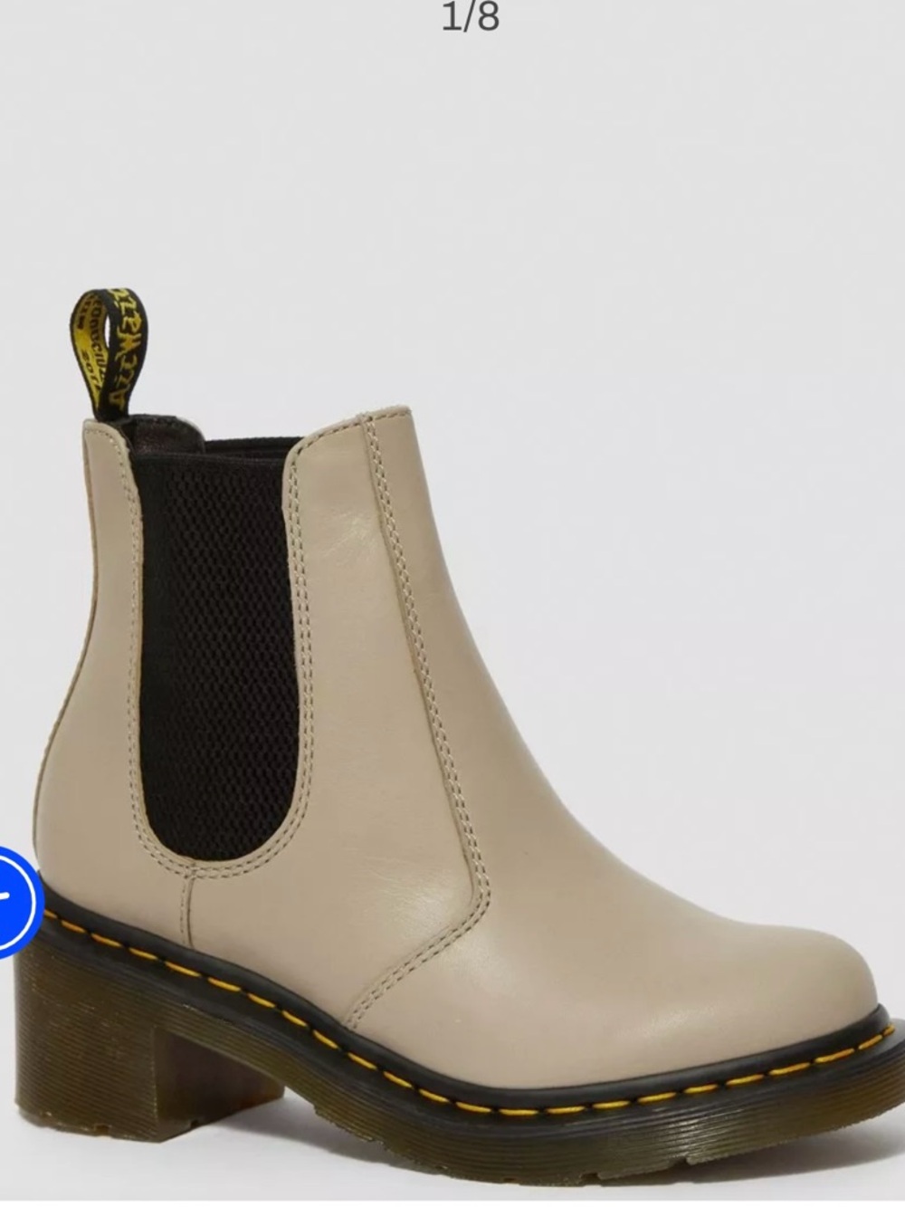 Dr. Martens Beige Leather Chelsea Boot with Black Elastic